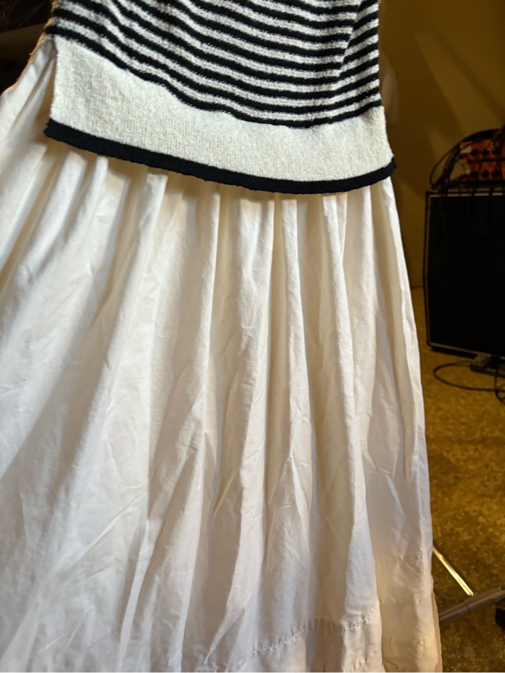 Moon River Striped Knit Top Midi Dress black and cream - Picture 9 of 16